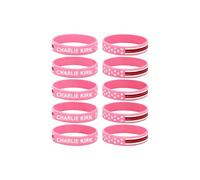 DIOWUS 10Pcs Charlie Kirk Bracelets, Memorial Patriot Pray Hero Freedom Merch USA Rubber Bracelets USA True Turning Point Jewelry Gift for Women Man, Adjustable, Rubber, no gemstone
