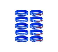 DIOWUS 10Pcs Charlie Kirk Bracelets, Memorial Patriot Pray Hero Freedom Merch USA Rubber Bracelets USA True Turning Point Jewelry Gift for Women Man, 6 UK, Rubber, no gemstone