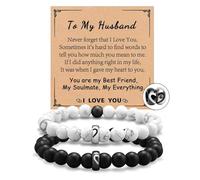 DIOWUS 7 PCS Matching Couple Love Ring Chakra Bracelets, 8, Stone, No Gemstone