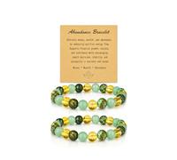 DIOWUS Abundance Bracelet For Women, 8mm Citrine Mixed Nature Stone Feng Shui Good Luck Bracelets Prosperity Wealth Energy Inspired Blessing Jewelry Gift
