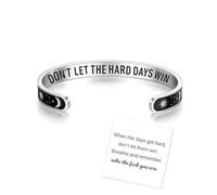 DIOWUS Dont Let The Hard Days Win Bracelet for Women Men, Sun Moon Stainless Steel Engraved Cuff Bangle with Hidden Message To My Daughter/Best Friend Inspirational Gifts Ladies Jewelry, Adjustable