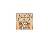 DIOWUS First Communion Bracelets, To My Daughter Granddaughter Christian Cross Baptism Gift Vintage Turquoise Splicing Charms Jewelry Bracelet For Women Trendy, Stainless Steel, Cubic Zirconia