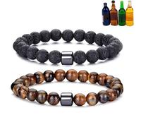 DIOWUS Glame Anti Alcohol Bracelet for Women Men, GM Mgnetc Bead Sobriety Bracelets Adjustable Hemys Hematite Reduce the Urge to Drink Cravings Relieve Anxiety Stress Jewelry Gift, Adjustable, Stone
