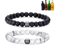 DIOWUS Glame Anti Alcohol Bracelet for Women Men, GM Mgnetc Bead Sobriety Bracelets Adjustable Hemys Hematite Reduce the Urge to Drink Cravings Relieve Anxiety Stress Jewelry Gift, Adjustable, Stone