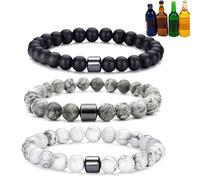 DIOWUS Glame Anti Alcohol Bracelet for Women Men, GM Mgnetc Bead Sobriety Bracelets Adjustable Hemys Hematite Reduce the Urge to Drink Cravings Relieve Anxiety Stress Jewelry Gift, Adjustable, Stone