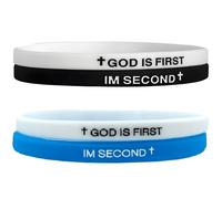 DIOWUS GOD IS FIRST BRACELET,IM Second Christian Rubber Inspirational Bible Verses Bracelets Motivational Jewelry Gifts for Men Women, Adjustable, Rubber, no gemstone