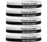 DIOWUS GOD IS FIRST BRACELET,IM Second Christian Rubber Inspirational Bible Verses Bracelets Motivational Jewelry Gifts for Men Women, Adjustable, Rubber, no gemstone