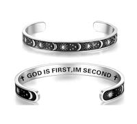DIOWUS God Is In Control Bracelet for Women Men, Sun Moon Stainless Steel Engraved Cuff Bangle with Hidden Message To My Daughter/Best Friend Inspirational Gifts Ladies Jewelry, Adjustable, Copper, no