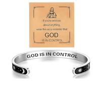 DIOWUS God Is In Control Bracelet for Women Men, Sun Moon Stainless Steel Engraved Cuff Bangle with Hidden Message To My Daughter/Best Friend Inspirational Gifts Ladies Jewelry, Adjustable, Copper, no