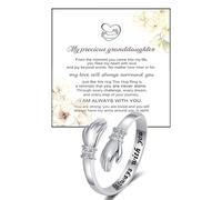 DIOWUS Granddaughter Hug Ring For Hope Rings, Stainless Steel Motivation Hugging Hands Open Engraved Always With You Message Adjustable Non Tarnish Jewelry Gift, Metal, No Gemstone