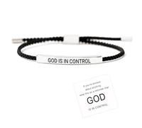 DIOWUS Inspire Bracelet God Is In Control Bracelet For Women, Christian Faith Adjustable Braided Stainless Steel Engraving Inspirational Letter Handmade Gifts Jewelry, Adjustable, Nylon, no gemstone