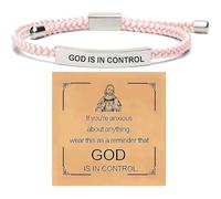 DIOWUS Inspire Bracelet God Is In Control Bracelet For Women, Christian Faith Adjustable Braided Stainless Steel Engraving Inspirational Letter Handmade Gifts Jewelry, Adjustable, Nylon, no gemstone