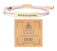 DIOWUS Inspire Bracelet God Is In Control Bracelet For Women, Christian Faith Adjustable Braided Stainless Steel Engraving Inspirational Letter Handmade Gifts Jewelry, Adjustable, Nylon, no gemstone
