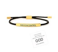 DIOWUS Inspire Bracelet God Is In Control Bracelet For Women, Christian Faith Adjustable Braided Stainless Steel Engraving Inspirational Letter Handmade Gifts Jewelry, Adjustable, Nylon, no gemstone