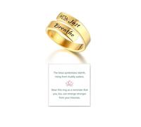 DIOWUS Just Breathe Ring For Women, Adjustable Stainless Steel Spiral Wrap Twist Vintage Healing Rings To My Daughter/Best Friend Inspirational Gifts Jewelry, L, Stainless Steel, No Gemstone