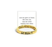 DIOWUS Let Them Zero Fcks Given Mantra Ring, Stainless Steel Engraved Stackable Motivation Rings, Incentive Gift for Sisterhood / Best Friends, Copper, No Gemstone