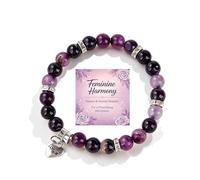 DIOWUS Menopause Bracelet for Women, Natural Amethyst Hot Flashes & Anxiety Relief Elastic Bracelet for Menopause's Support Calming Balance Jewelry Gift for Women