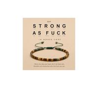 DIOWUS Strong As Fck Morse Code Motivational Bracelet For Women, Adjustable Natural Tiger Eye African Turquoise Stackable Bead Wrap Bracelets With Hidden Message Fashion Motivational Gift Jewelry