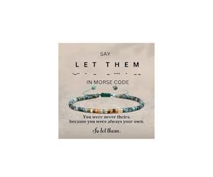 DIOWUS Strong As Fck Morse Code Motivational Bracelet For Women, Adjustable Natural Tiger Eye African Turquoise Stackable Bead Wrap Bracelets With Hidden Message Fashion Motivational Gift Jewelry, L