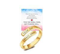 DIOWUS This Too Shall Pass Mantra Ring for Women, inspiration Stainless Steel Engraved Encouragement Friendship Jewelry Gifts For Best Friend, Metal, No Gemstone