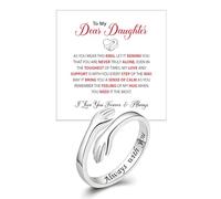 DIOWUS To My Daughter Hug Ring For Hope Rings, Inspirational Stainless Steel Engarved With Always With You Message Adjustable Ring for Women Non Tarnish Jewelry Gift for Her Birthday Christmas