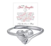 DIOWUS To My Daughter Hug Ring For Hope Rings, Inspirational Stainless Steel Engarved With Always With You Message Adjustable Ring for Women Non Tarnish Jewelry Gift for Her Birthday Christmas