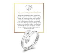 DIOWUS To My Granddaughter Hug Ring by Hope Rings, Inspirational Stainless Steel Engarved With Always With You Message Adjustable Ring for Women Non Tarnish Jewelry Gift for Her Birthday Christmas