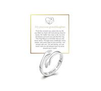 DIOWUS To My Granddaughter Hug Ring For Hope Rings, Inspirational Stainless Steel Engarved With Always With You Message Adjustable Ring for Women Non Tarnish Jewelry Gift for Her Birthday Christmas