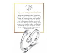 DIOWUS To My Granddaughter Hug Ring For Hope Rings, Inspirational Stainless Steel Engarved With Always With You Message Adjustable Ring for Women Non Tarnish Jewelry Gift for Her Birthday Christmas