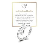 DIOWUS To My Granddaughter Hug Ring For Hope Rings, Inspirational Stainless Steel Engarved With Always With You Message Adjustable Ring for Women Non Tarnish Jewelry Gift for Her Birthday Christmas