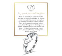 DIOWUS To My Granddaughter Hug Ring For Hope Rings, Inspirational Stainless Steel Engarved With Always With You Message Adjustable Ring for Women Non Tarnish Jewelry Gift for Her Birthday Christmas
