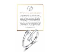 DIOWUS To My Granddaughter Hug Ring For Hope Rings, Inspirational Stainless Steel Engarved With Always With You Message Adjustable Ring for Women Non Tarnish Jewelry Gift for Her Birthday Christmas