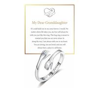 DIOWUS To My Granddaughter Hug Ring For Hope Rings, Inspirational Stainless Steel Engarved With Always With You Message Adjustable Ring for Women Non Tarnish Jewelry Gift for Her Birthday Christmas