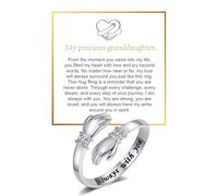 DIOWUS To My Granddaughter Hug Ring For Hope Rings, Inspirational Stainless Steel Engarved With Always With You Message Adjustable Ring for Women Non Tarnish Jewelry Gift for Her Birthday Christmas