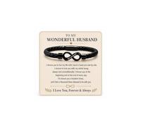 DIOWUS To My Husband Bracelet For Man, Infinity Stainless Steel Engraved Love You Forever Black Braided Leather Promise Bracelets Anniversary Birthday Jewelry Gift, One size, Metal, no gemstone