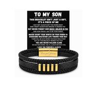 DIOWUS To My Son Never Walk Alone Braided Bracelet For Men Black Leather