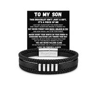 DIOWUS To My Son Never Walk Alone Braided Bracelet For Men Black Leather