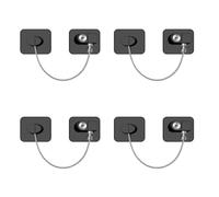 Dioxide Pack of 4 Fridge Locks, No Tools Required, Child Safety Cabinet with Keys for Children, Fridge Lock for Freezer, Cupboards, Windows, Drawers (Black)