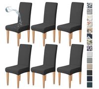 Dioxide Waterproof Dining Chair Slipcovers, Removable Washable Dining Chair Covers Set of 6, High Back Chair Covers - Universal Fit Chair Slipcovers for Kitchen, Hotel, Office or Wedding Ceremony