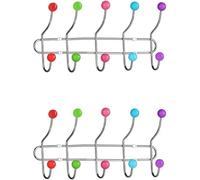 DIOXSTAR 10 Hook Multi Colour Over The Door Clothes Coat Hanger Rack, Built to Last and Fits, Simply Hook It Over Your Doors, Essentials Like Backpacks, Handbags, Keys, Umbrellas (2 Pcs)