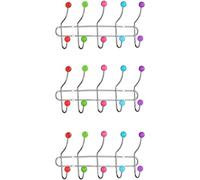 DIOXSTAR 10 Hook Multi Colour Over The Door Clothes Coat Hanger Rack, Built to Last and Fits, Simply Hook It Over Your Doors, Essentials Like Backpacks, Handbags, Keys, Umbrellas (3 Pcs)