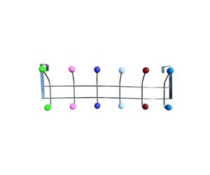DIOXSTAR 10 Hook Multi Colour Over The Door Clothes Coat Hanger Rack, Built to Last and Fits, Simply Hook It Over Your Doors, Essentials Like Backpacks, Handbags, Keys, Umbrellas (1 Pcs)