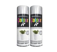DIOXSTAR 250ml Brilliant White Gloss Spray Paint, 2 Pack, Acrylic, Quick Drying, Suitable for Metal, Plastic & Wood Surfaces, Interior & Exterior Use
