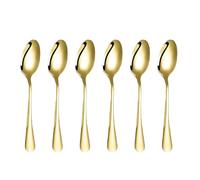 DIOXSTAR 6X Stainless Steel Table Spoon, Dinner Spoons, Soup Spoons, Dessert Spoons, Comfortable Grip, Classic Design, Easy to Clean, for Home, Kitchen, 20CM (Golden)