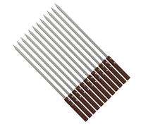 DIOXSTAR BBQ Flat Skewers, Heavy Duty Material, Ergonomic Wooden Handle, Heat Resistant, Reusable, Easy to Clean, Non-Slip Surface, Ideal Use On Outdoor BBQ, Family Party, Camping, 40cm (12Pcs)