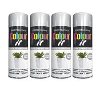 DIOXSTAR Brilliant White Gloss Spray Paint, Quick Drying, All Purpose Spray P-a-i-n-t, Suitable for Metal, Plastic & Wood Surfaces, Interior & Exterior Use, 250ml (4 PCS)