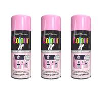 DIOXSTAR Bubblegum Pink Gloss Spray Paint, Quick Drying Paint, All Purpose Spray Paint for Metal, Wood, Plastic, Interior & Exterior Use, Easy to Use, 400ml (3 PCS)