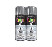 DIOXSTAR Chrome Effect Gloss Spray Paint, 400ml (2 PCS), Chrome/Silver, Water-based, Aerosol Can, Quick Drying, All Purpose, Interior & Exterior Use