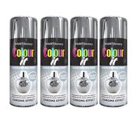 DIOXSTAR Chrome Effect Gloss Spray Paint, Quick Drying Paint, All Purpose Spray Paint for Metal, Wood, Plastic, Interior & Exterior Use, Easy to Use, 400ml (4 PCS)