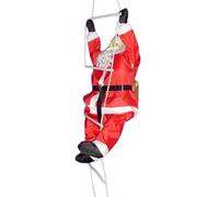 DIOXSTAR Climbing Santa with Rope Ladder, Santa Ornament, Climbing Rope Warm White, Outdoor and Indoor Christmas Decoration, Hanging Decoration, Bright Red Colour, 60cm